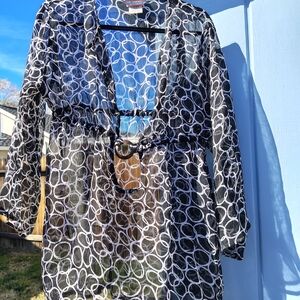 Chic Black and White Circle Pattern Swim Coverup